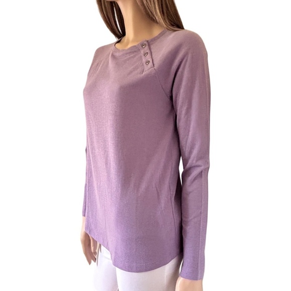 J. Jill Cotton Top Tank Tee Sweater Raglan Long Sleeve Lavender Relaxed Fit XS-S - Picture 9 of 14